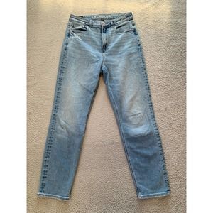 American Eagle Mom Jeans Womens Size 8 Long Blue Denim Distressed